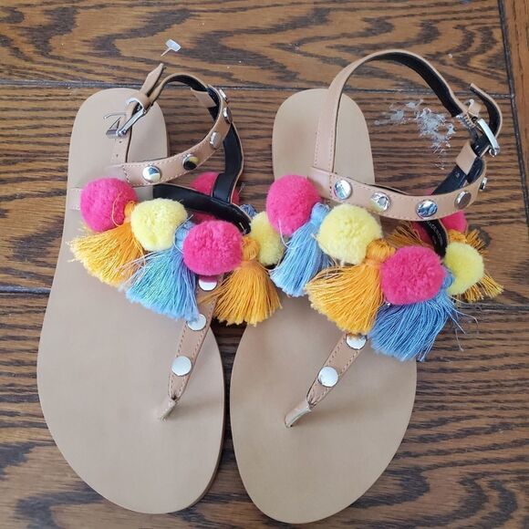 Rebecca Minkoff Estelle pom pom sandals size 5.5 - Picture 5 of 6